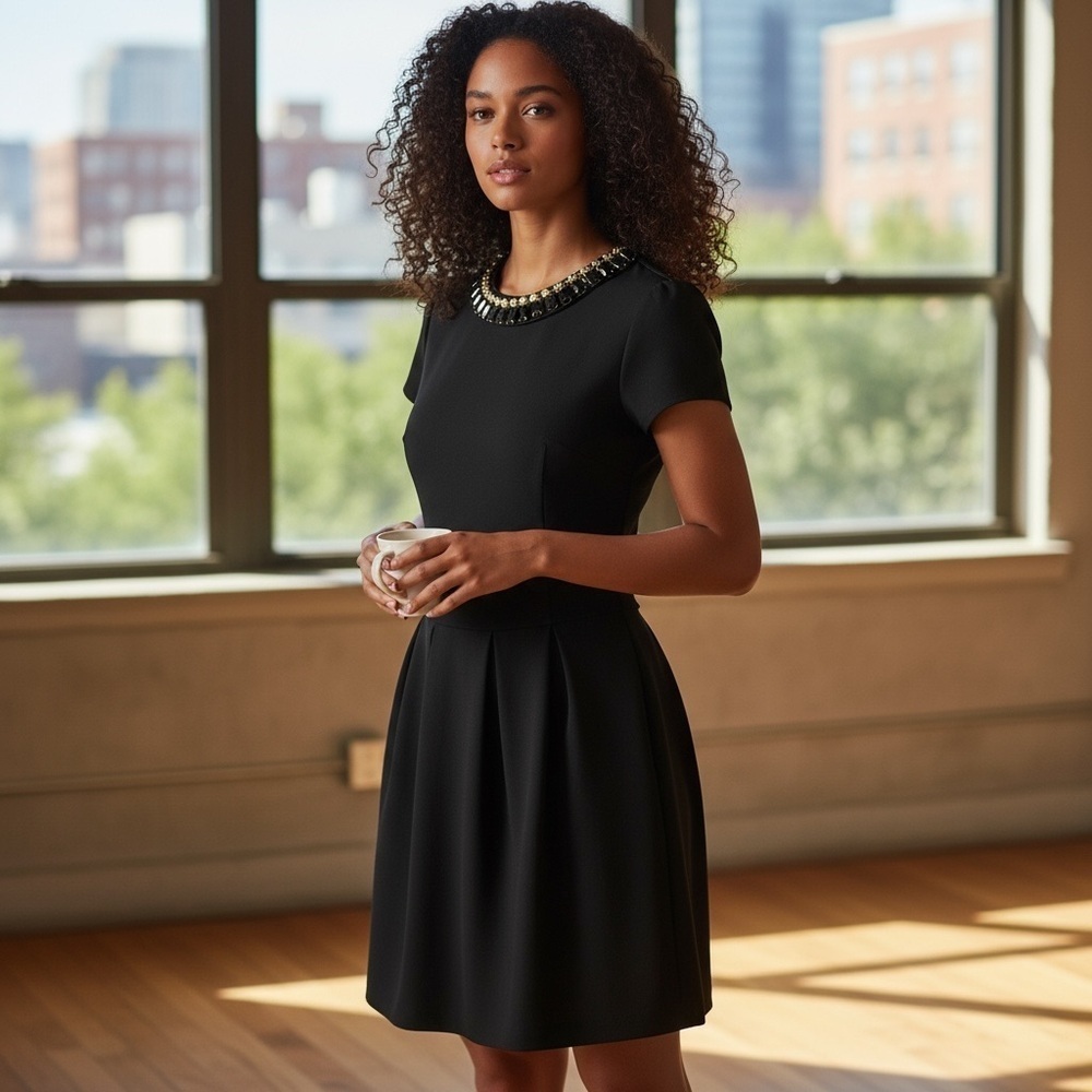 One Clothing Los Angeles Black Embellished Fit & Flare Dress Size Small
